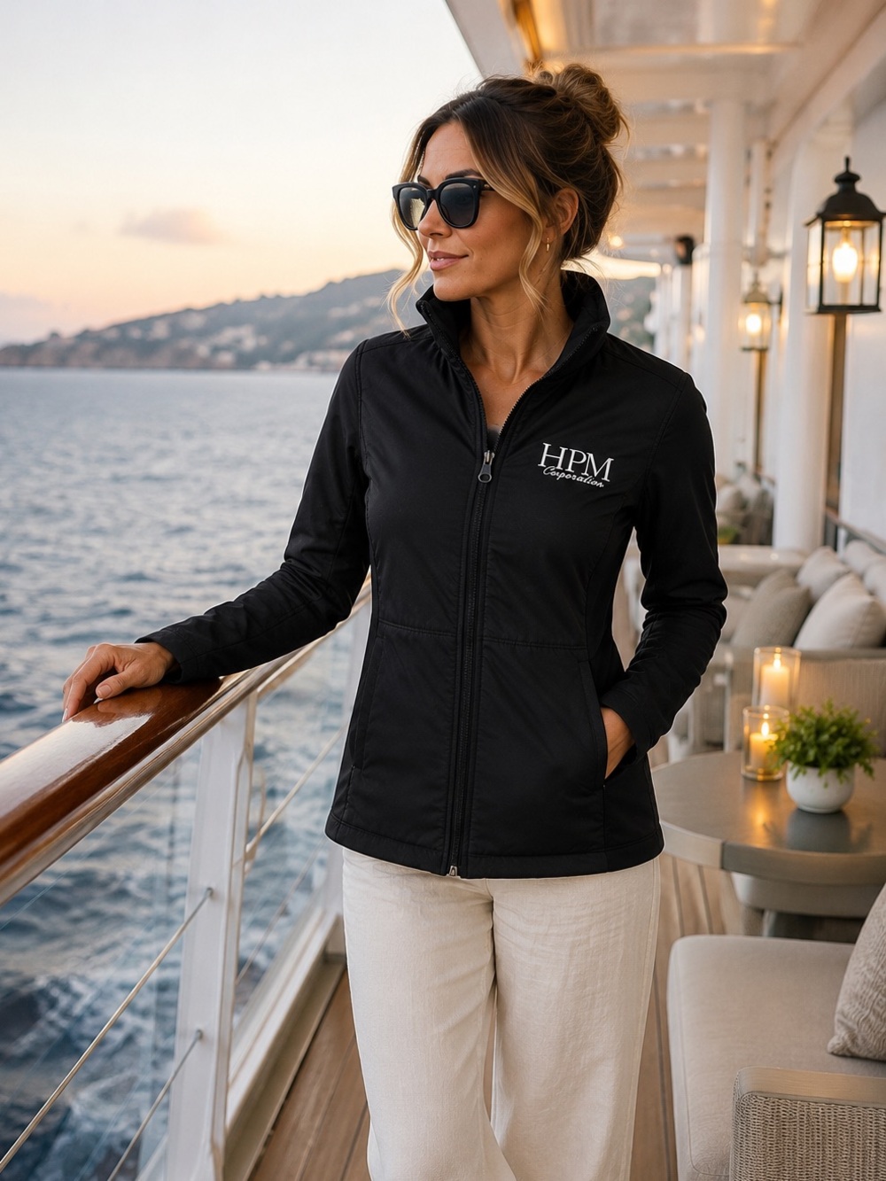 Women’s Plush Soft Shell Puffer Full Zip Jacket Sweat Wicking Black Coat